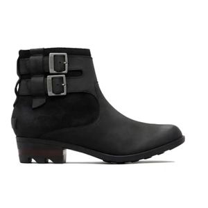 NWOT Sorel Lolla Black Leather Suede Bootie
